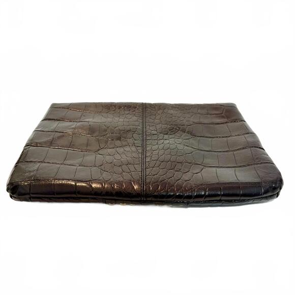 Alexis Hudson Clutch Black With Gold Metallic Studs Zippers No Strap - Picture 4 of 9